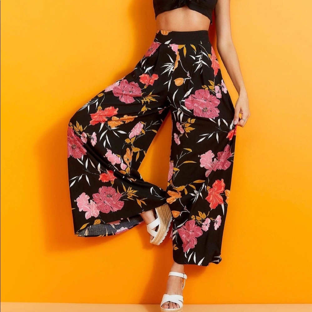 Guess Floral Print Wide Leg Palazzo Pant